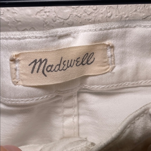 Madewell Cali Demi Boot Women's Cropped White Jeans with Frayed Hem 30 - Picture 6 of 7